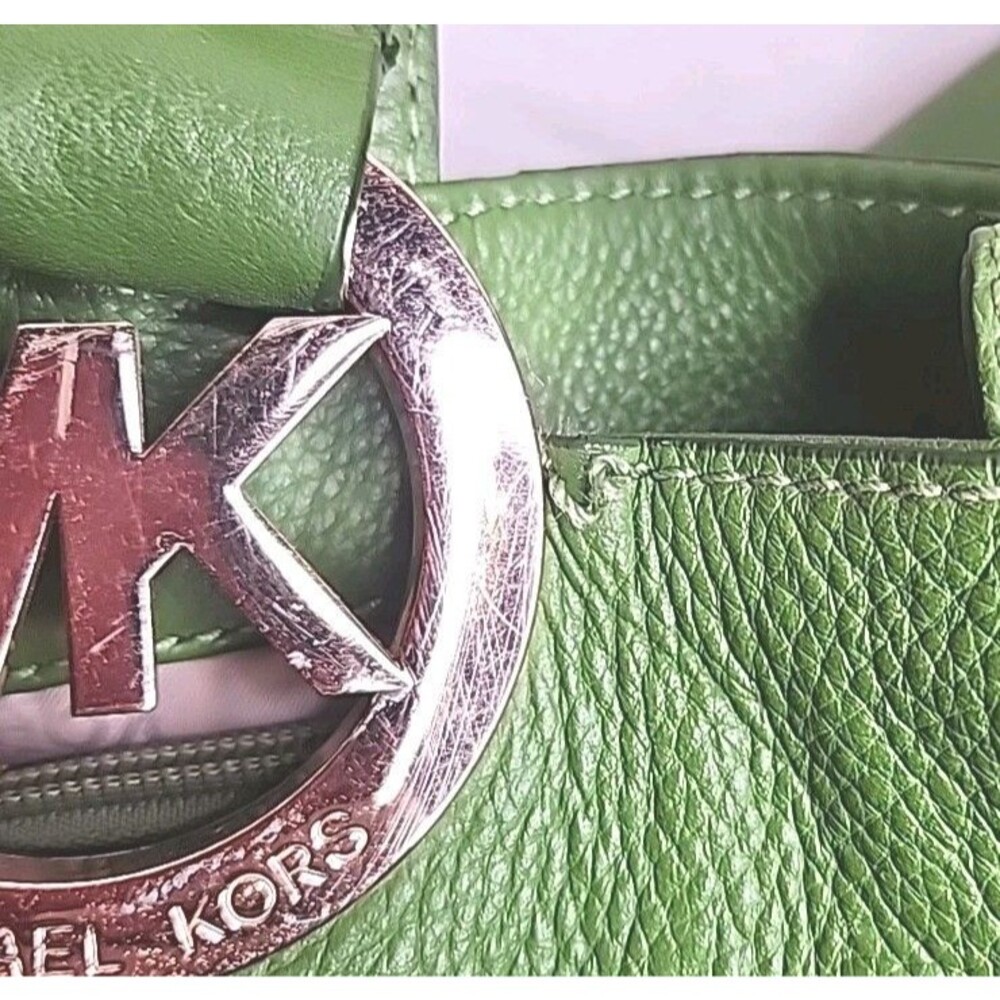 Michael Kors Fulton East West Genuine Pebbled Leather Handbag - Bright Green - Picture 8 of 8
